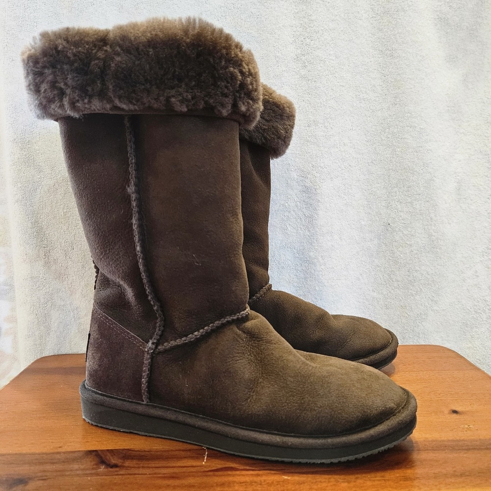 L.L.Bean Wicked Good Shearling 13" Shaft Boots Women 7M Coffee Suede – w/ Box